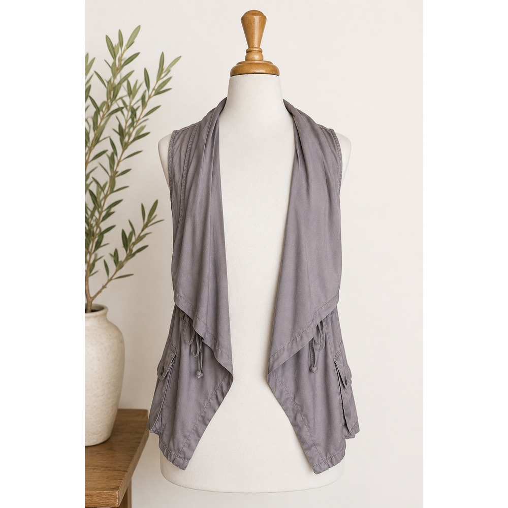 MAX Jeans Draped Sleeveless Vest Minimalist Boho Safari Style S
Utility Neutral